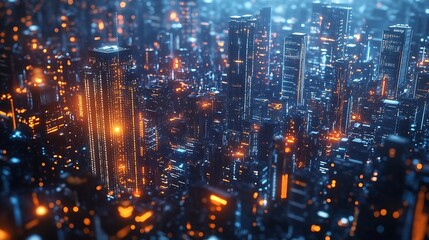 Aufkleber - Smart city development conceptModern big data connection technology is the futureTelecommunication and communication network on city : Generative AI