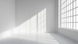 © Generative AI - White empty studio room interior design white walls and corner tiled white empty floor background luxury empty interior for product desplay : Generative AI