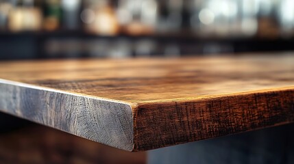 Aufkleber - wooden table corner at  foreground used as product displayed isolated on background with clipping path perspective view of wooden table showing edge of table : Generative AI