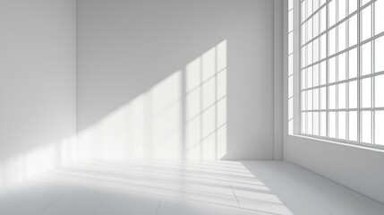 Aufkleber - White empty studio room interior design white walls and corner tiled white empty floor background luxury empty interior for product desplay : Generative AI