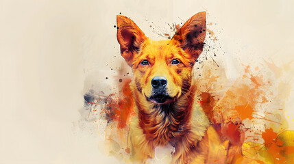 Wall Mural - Dog cute Watercolor painting style