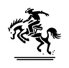 Poster - cowboy rodeo horse engraving black and white outline