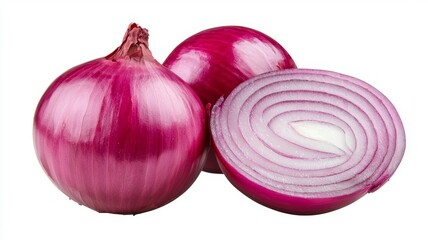 Wall Mural - Three large onions are shown, one of which is cut in half