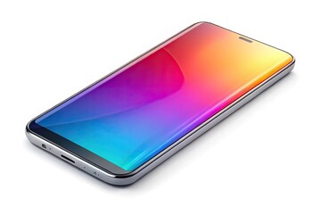 Sleek, modern smartphone with vibrant gradient colors and subtle shading, isolated on white background, showcasing cutting-edge technology and innovative design elements.