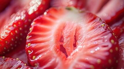 Wall Mural - Close-up of Sliced Strawberries