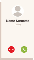 Poster - Smartphone screen displaying an incoming call notification with contact information and two buttons for answering or declining the call