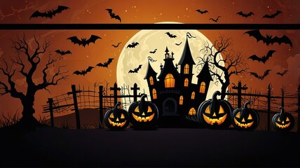 Wall Mural - Halloween element and background template illustration