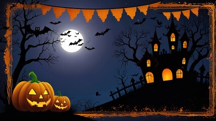 Wall Mural - Halloween element and background template illustration