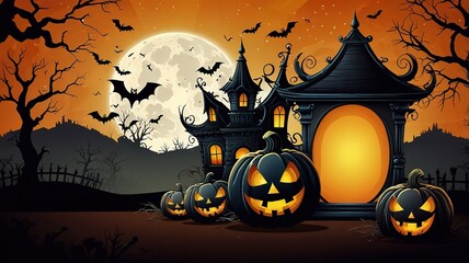 Halloween element and background template illustration