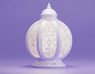 3D white ornate lantern with a delicate intricate design