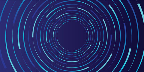 Abstract blue glowing geometric lines on dark blue background. Modern shiny blue circle lines pattern. Futuristic technology concept. Suit for cover  poster  banner  brochure  header  website