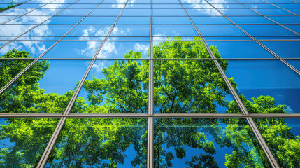 Wall Mural - A close-up of the reflection in modern glass window