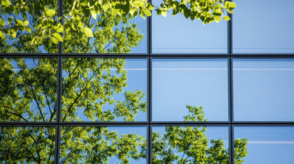 Wall Mural - A close-up of the reflection in modern glass window