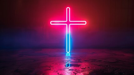 illustration of cross with neon colors