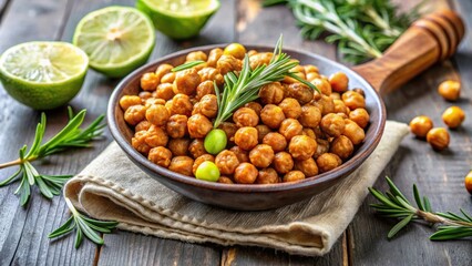 Roasted chickpeas with lime and rosemary, a delicious and healthy Indian snack , Indian, cuisine, food, roasted chickpeas