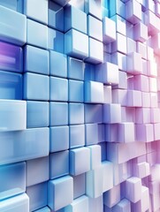 Poster - A wall of blue and white cubes