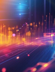 Poster - A colorful, abstract image of a cityscape with a lot of lines and dots