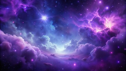 Wall Mural - purple nebula glowing in the sky with stars and clouds , purple, nebula, glow, sky, stars, clouds, a