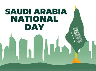 Poster - happy saudi arabia national day with saudi arabia flag