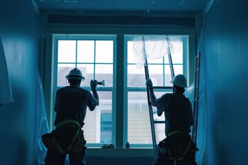 Wall Mural - window installation worker