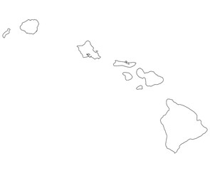 High detailed illustration map - outline Hawaii State Map