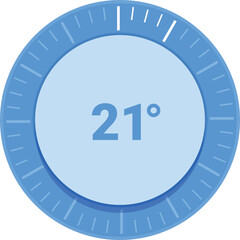 Poster - Blue thermostat displaying twenty one degrees celsius, ideal temperature for thermal comfort