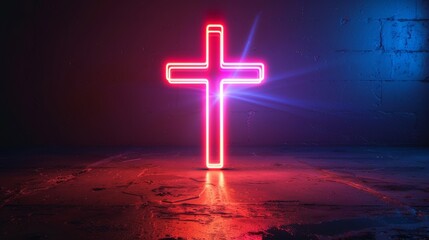 illustration of cross with neon colors