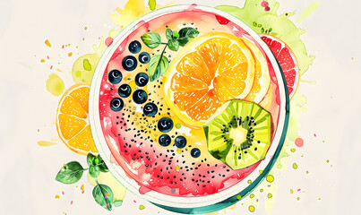 Wall Mural - fruits and vegetable herbal concept  for background or 2d illustrator cartoon.