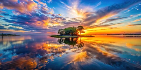 Wall Mural - sundown on lady's island, a serene and colorful sky reflecting on the water, sundown, lady's island,