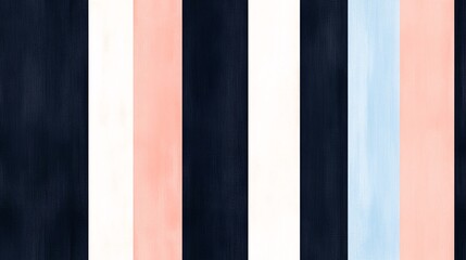 Poster - Navy, Peach & White Striped Pattern:  A seamless pattern featuring vertical stripes in shades of navy, peach, and white. The pattern is perfect for creating a modern and stylish look.  