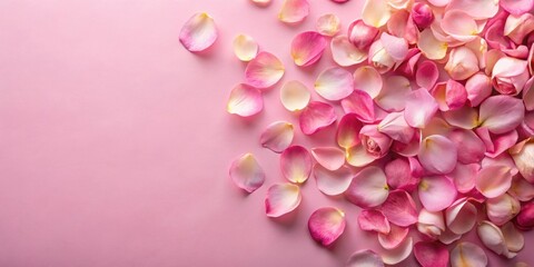 Tea rose petals scattered on a soft pink background, tea rose, petals, pink, background, floral, beauty, delicate, soft, elegant