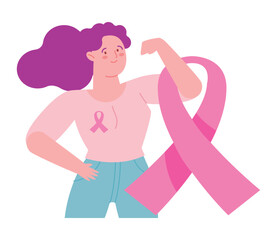 Poster - cartoon woman and pink ribbon