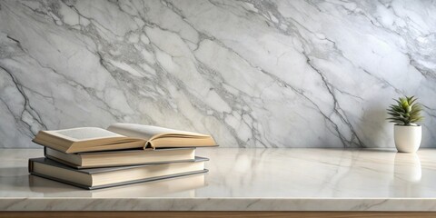 Wall Mural - Marble countertop with two books stacked on top, marble, countertop, books, stacked, interior, design, decor, home, luxury