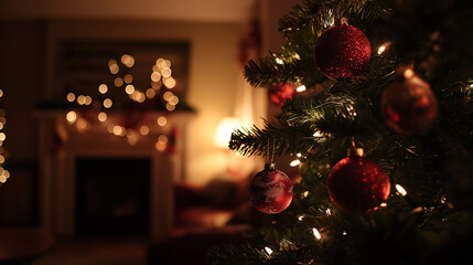 Wall Mural - christmas tree with christmas lights