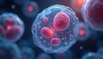 Wall Mural - vibrant cells in a petri dish a symbol of life and growth