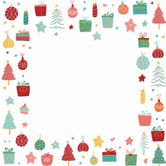 christmas square frame template blank