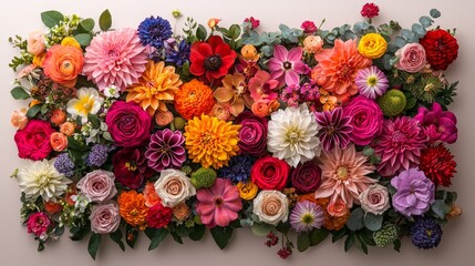 Wall Mural - Colorful Flower Arrangement with Roses  Dahlias  and Ranunculus