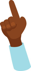 Poster - Cartoon hand with dark skin tone pointing up with index finger