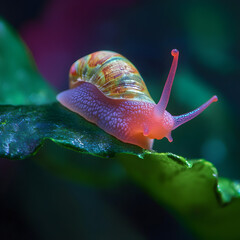 Wall Mural - snail on a leaf