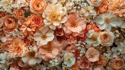 Wall Mural - Peach and Cream Floral Arrangement Background Texture