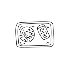 Poster - Hand drawn illustration of a CD and a phone case with checkmarks. Concept of music, technology, and digital downloads.