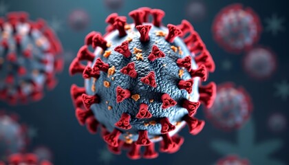 Wall Mural - viral outbreak a 3d rendering of a coronavirus particle