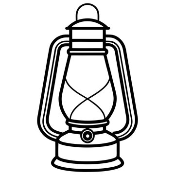  Kerosene lamp line art  VECTOR