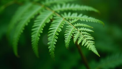  Vibrant green fern leaf closeup