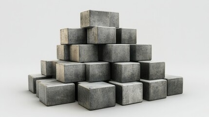Poster - 3D business cost model in layers of stacked blocks, isolated, with ample copy space