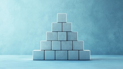 Poster - 3D diagram of business expenses shown as blocks in a pyramid format, with copy space.