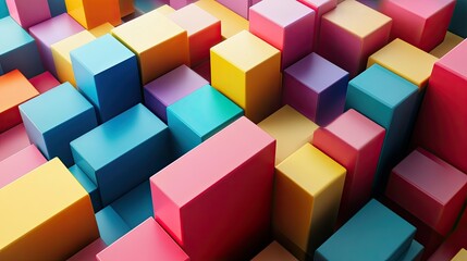 Poster - 3D layers illustrating business costs in colorful blocks, top view, with copy space.
