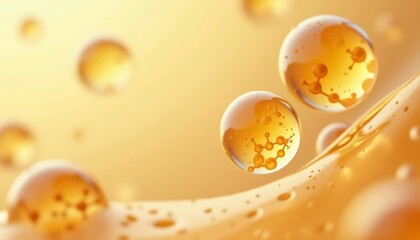 Canvas Print -  Golden droplets of liquid closeup