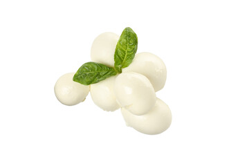 Wall Mural - PNG, Mozzarella cheese and basil, isolated on white background, top view