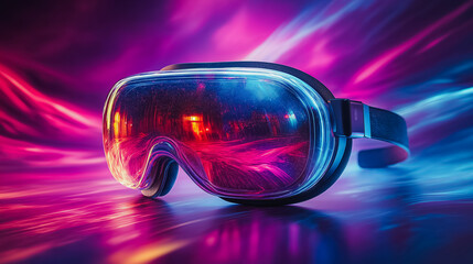 Poster - A pair of virtual reality goggles with a purple and blue tint